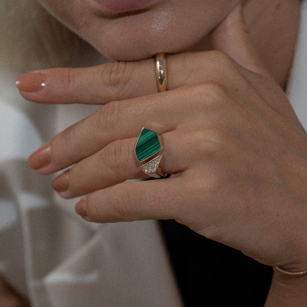 Hexagon Signet Ring [Malachite] ヘキサゴンシグネットリング