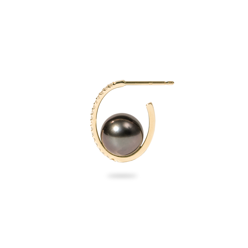 Black Pearl Oval Earring M - PRMAL