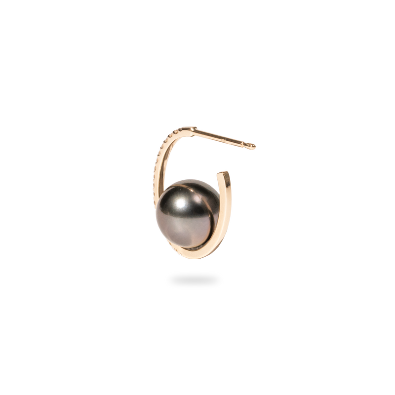 Black Pearl Oval Earring M - PRMAL