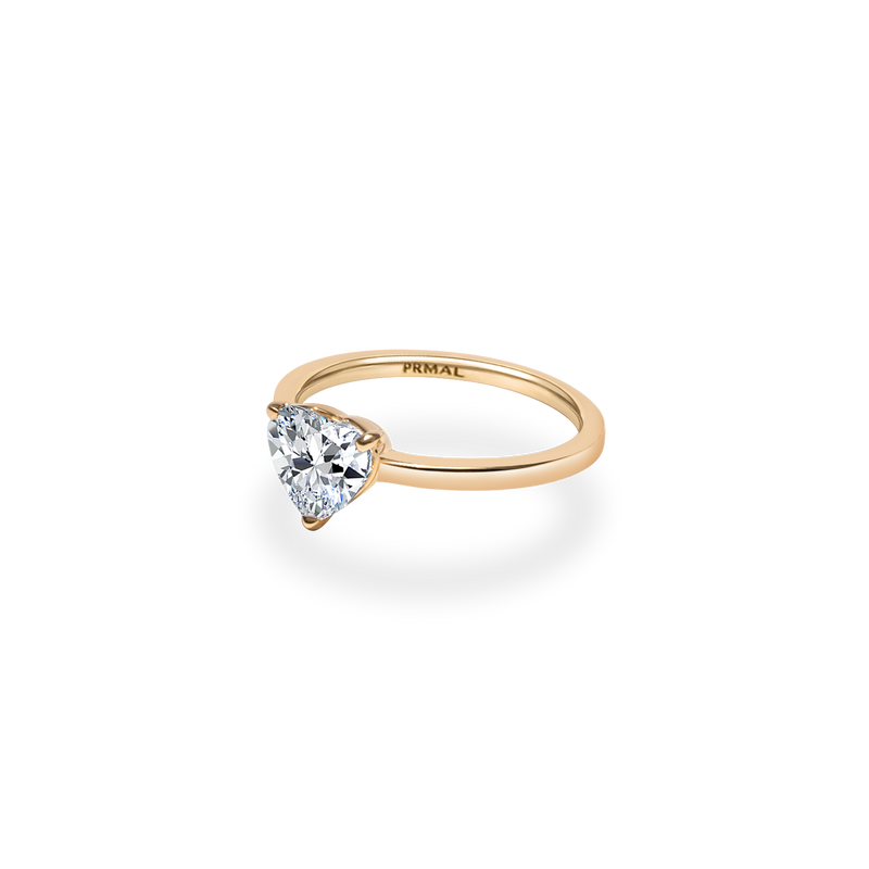 1ct Heart Diamond Plain Ring - PRMAL